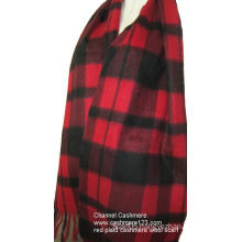 100% soft wool red plaid woven scarf